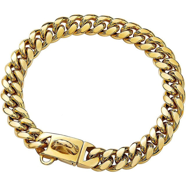 Circular gold chain dog collar 8