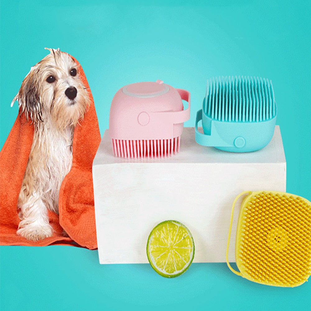 The ClassyClean: Pet Dog Brush - Silicone Comb with Shampoo Box